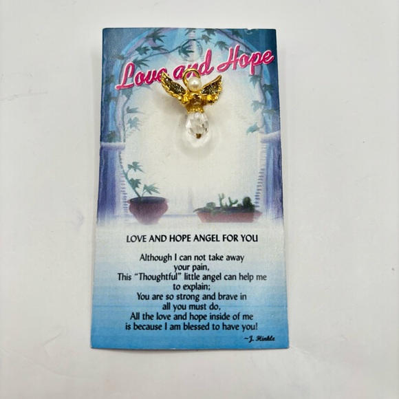 Gold and White Crystal Angel Brooch Pin - Picture 1 of 5